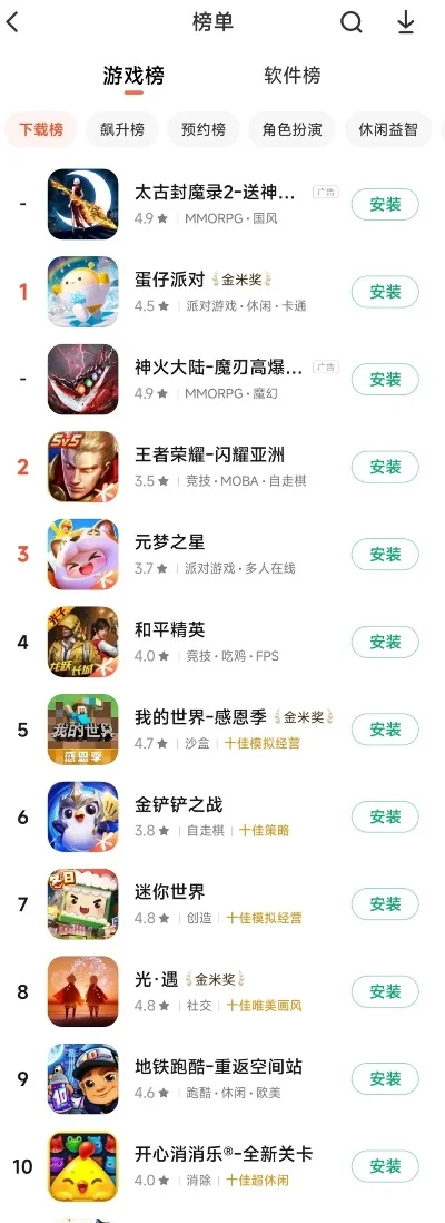 游戏类排行榜页面展示-游戏排行榜助旅游探索